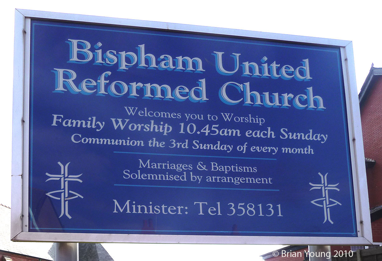 Bispham United Reformed Church Board. Photograph supplied by and  of Brian Young