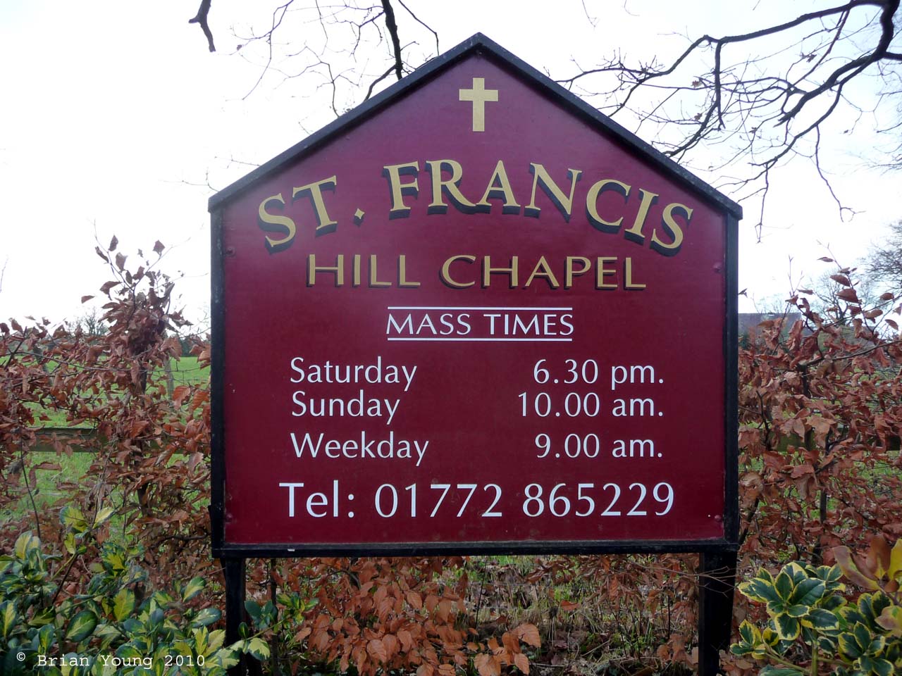 The Church Sign, St Francis, Goosnargh. Photograph supplied by and  of Brian Young