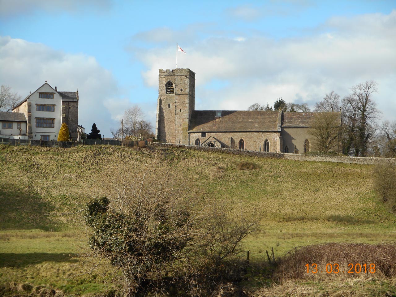 The Church of All Hallowsand Gt Mitton Hall. Photograph supplied by and  of Bob Yates