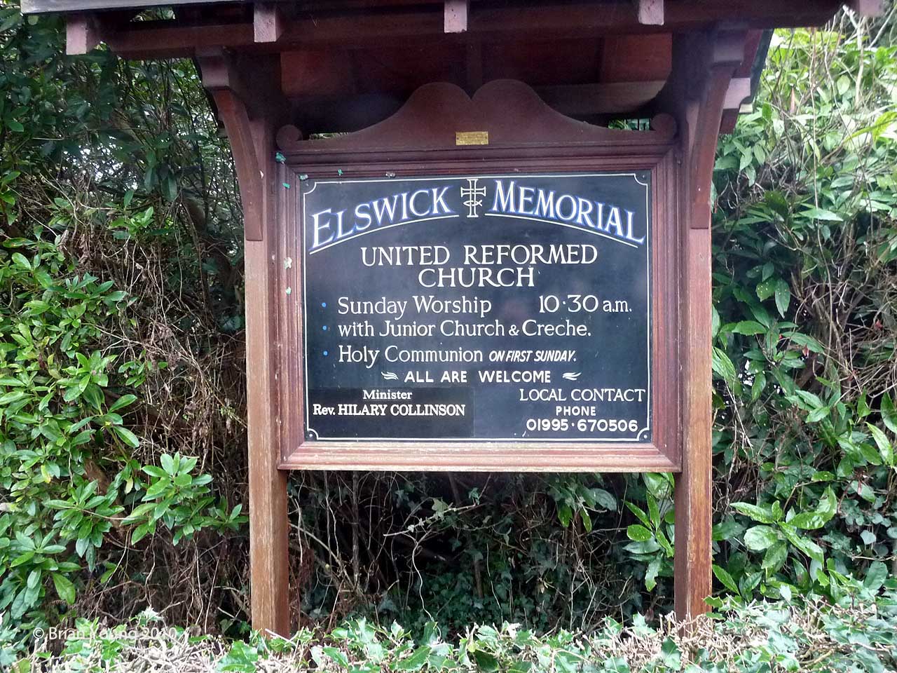 Elswick Memorial United Reformed Church Sign. Photograph supplied by and  of Brian Young